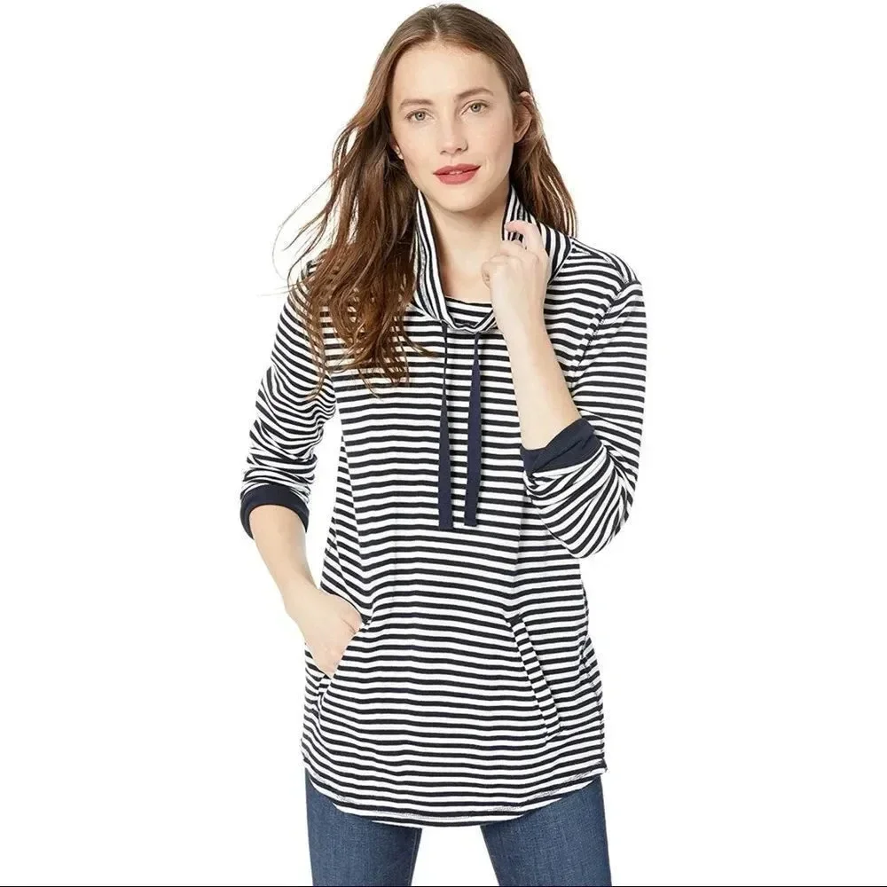 J. Crew Mercantile Striped Funnel Neck Sweatshirt